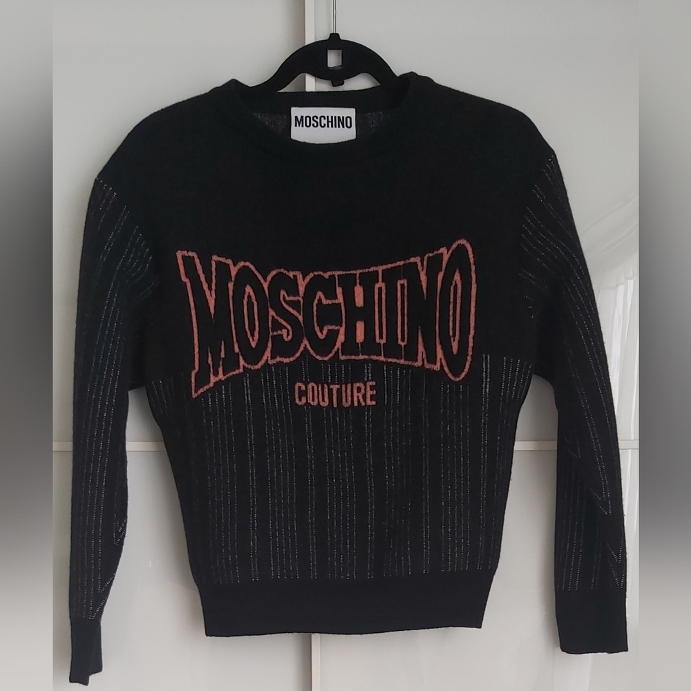 Moschino Couture 100% Virgin Wool Logo Sweater